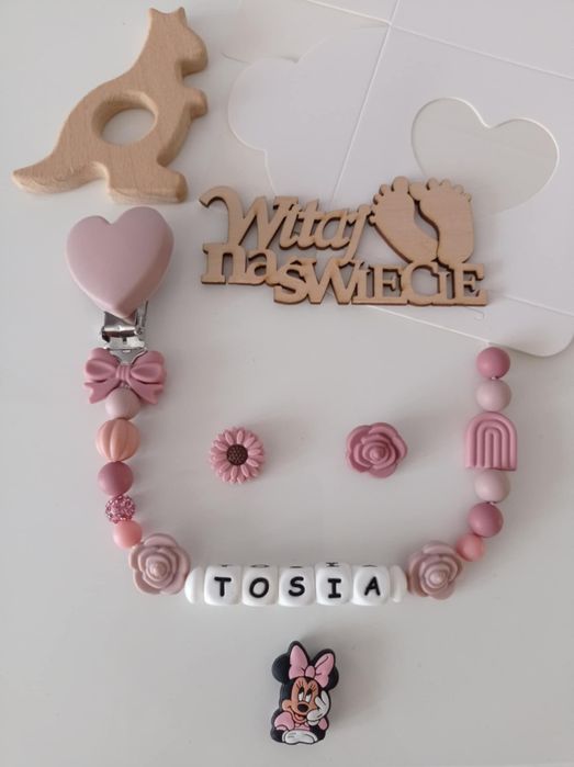 Zawieszka do smoczka prezent dla niemowlaka prezent babyshower chrzest