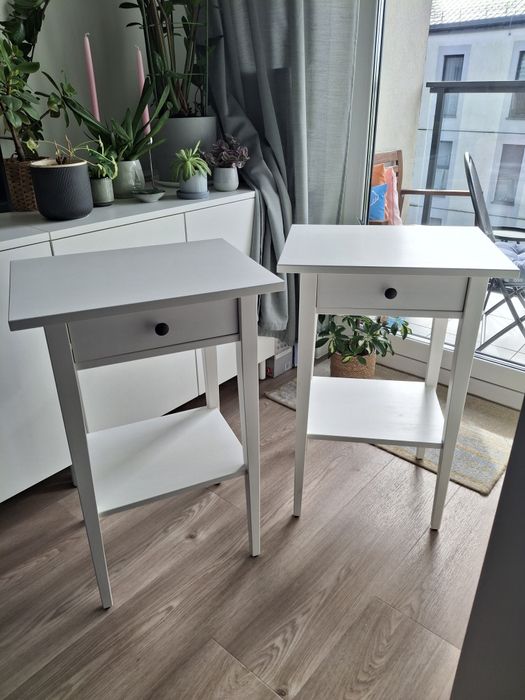 Drewniany stolik nocny, biała bejca, biały IKEA HEMNES 202.004.56