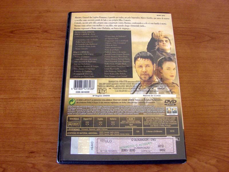 Filme (2 DVD's) de 2000 com Russell Crowe