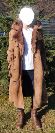 Korzuch męski naturalny płaszcz futro jenot