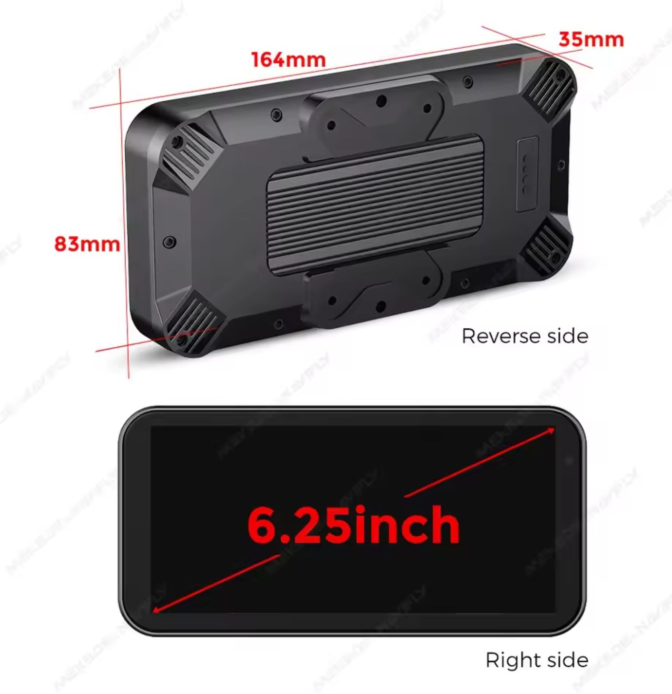 6.25 Rejestrator Motocyklowy FHD CarPlay Android Auto IP67 Dual Kamera