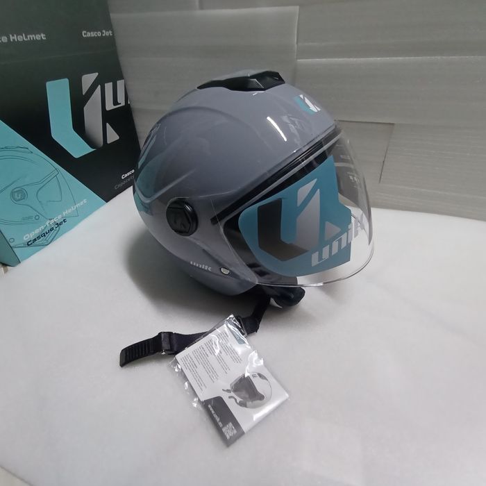 Capacetes Unik Jet Vertex cinza preto