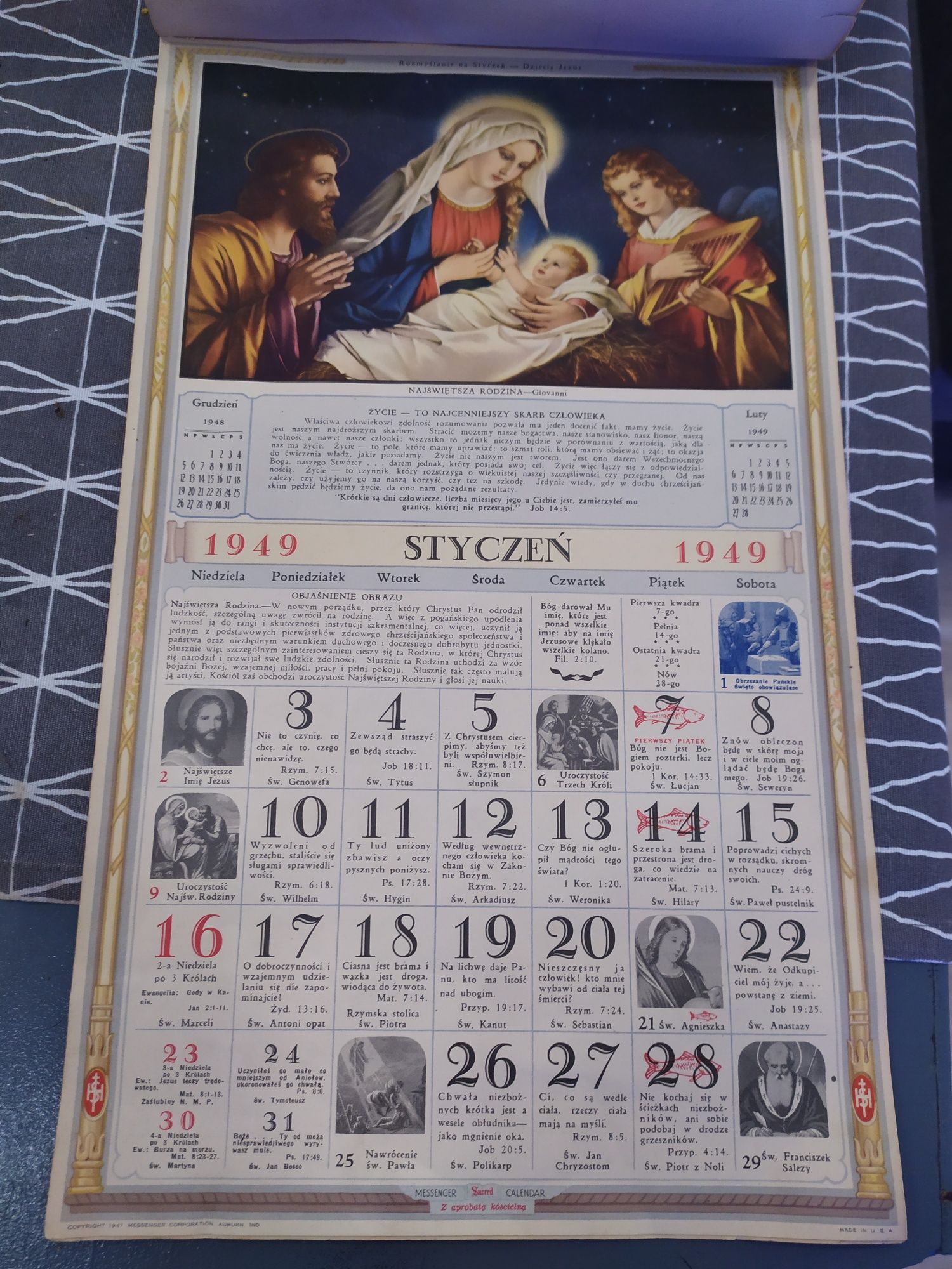 Artystyczny Kalendarz na 1949 r.   UNIKAT  !