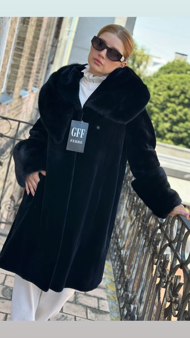 Оригінал! Норкова шуба пальто GF Ferre велюрова норка 95 см р.44-46-48
