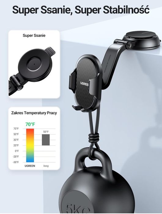 UGREEN Samochodowy Uchwyt na Telefon z Przyssawką