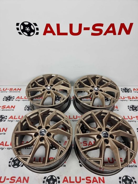 Nowe alufelgi SKODA 18" 5x112 KaroQ KodiaQ Octavia SuperB - Złoty