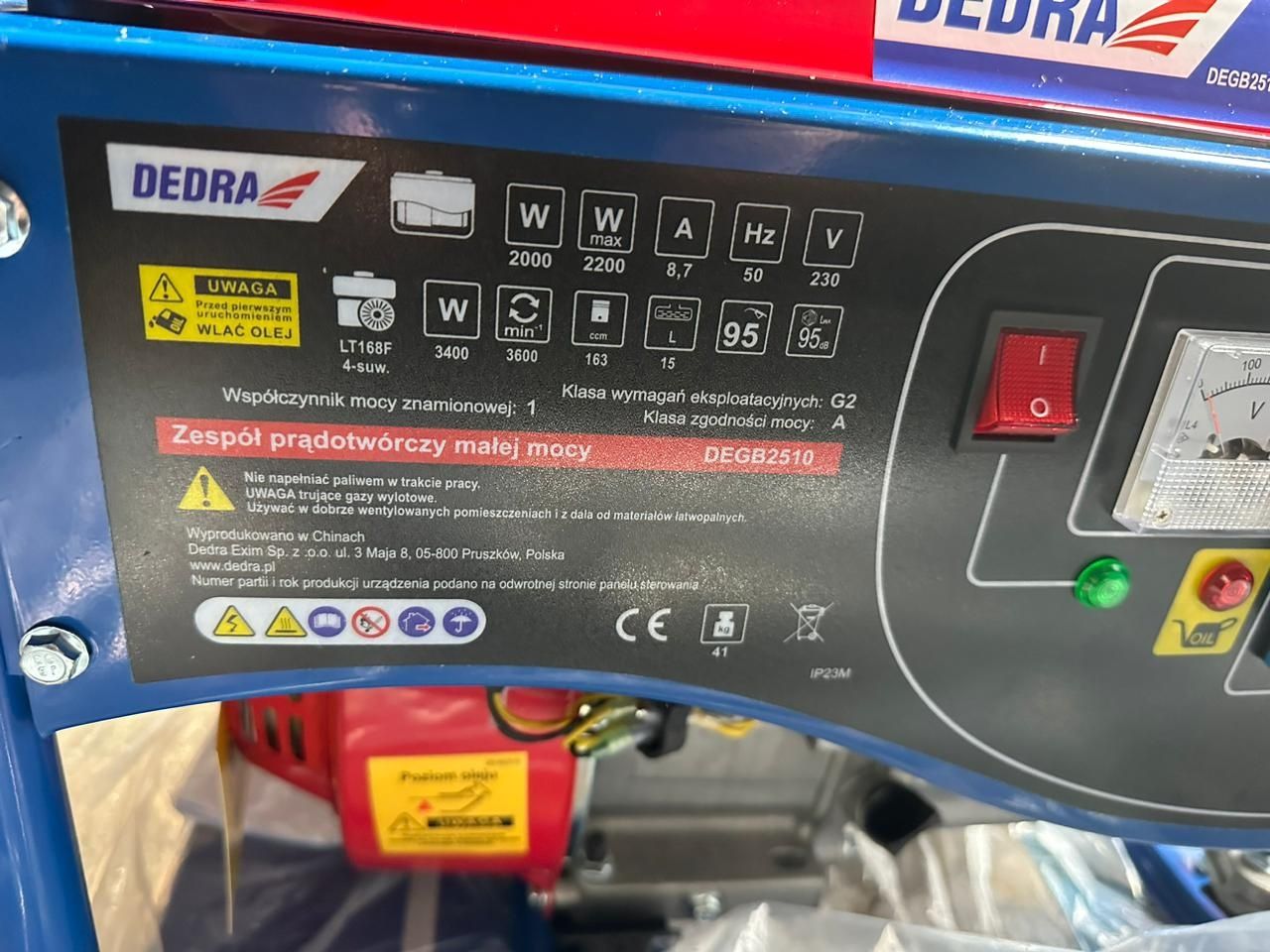 Генератор бензиновый Dedra DEGB2510 (2200W)