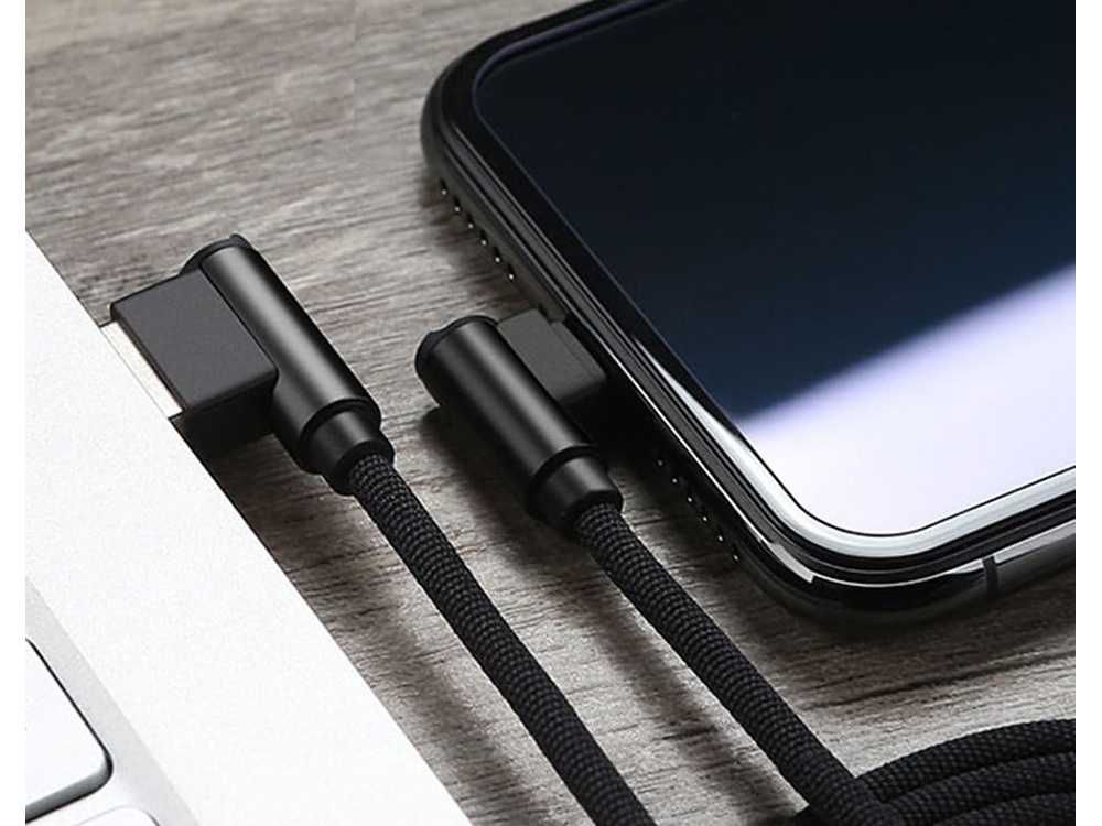Kabel kątowy USB-USB-C TYP C szybkie ładowanie QC telefonu nylonowy 1m