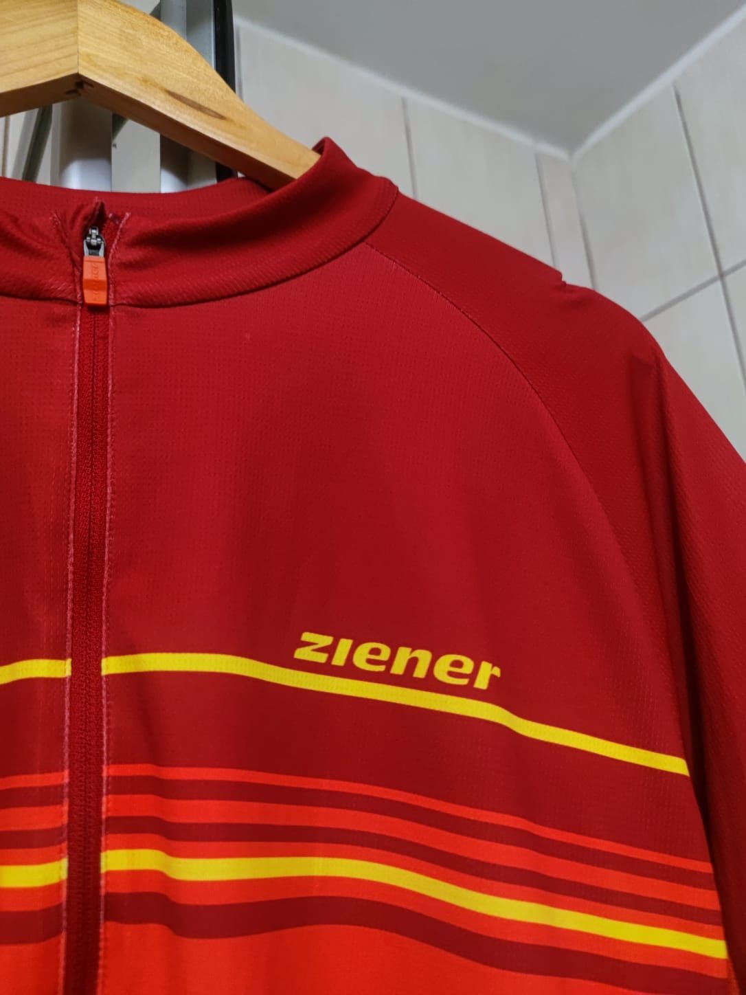 koszulka kolarska XL ziener czerwona pomarańczowa rowerowa vintage rac