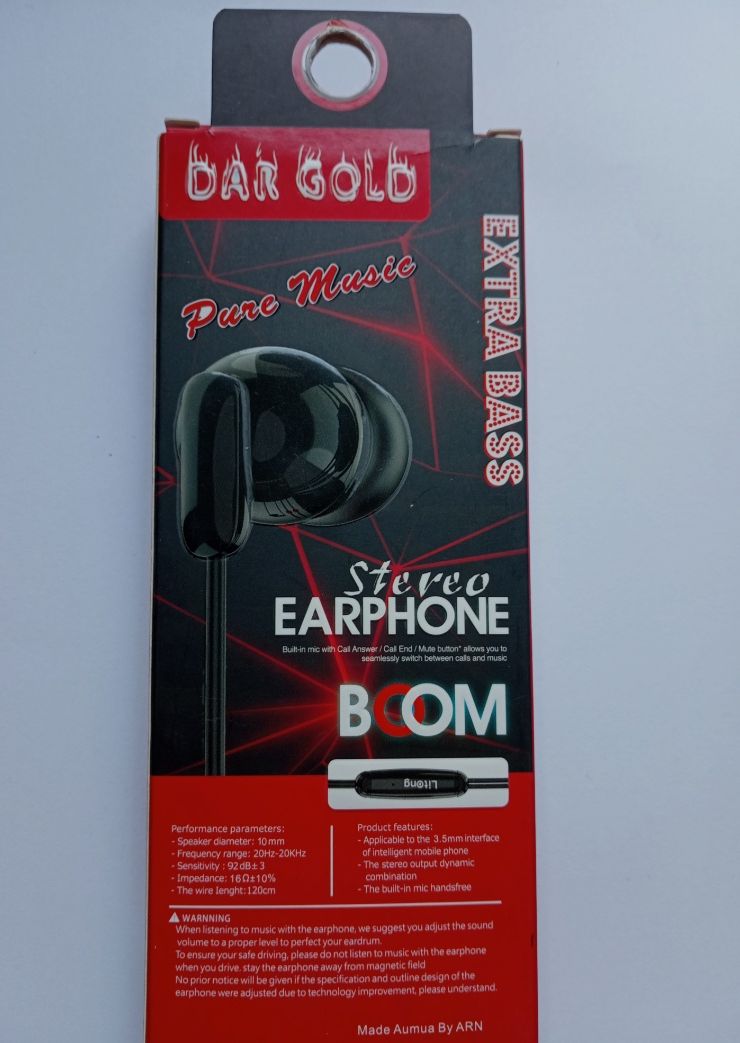 Słuchawki uniwersalne z mikrofonem extra bass czarne jack 3.5mm Nowe