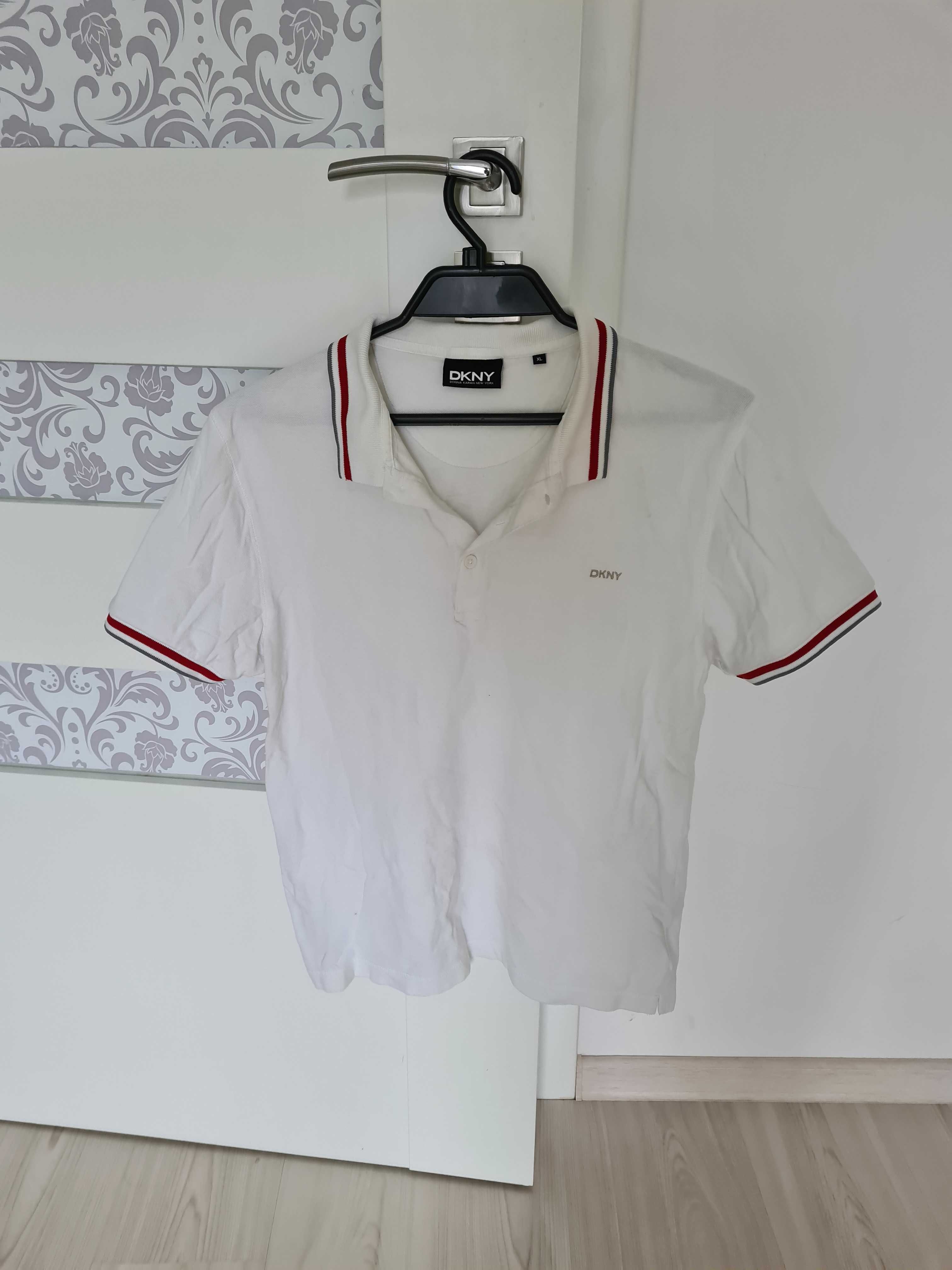 Biała koszulka polo DKNY xl t-shirt bluzka koszula