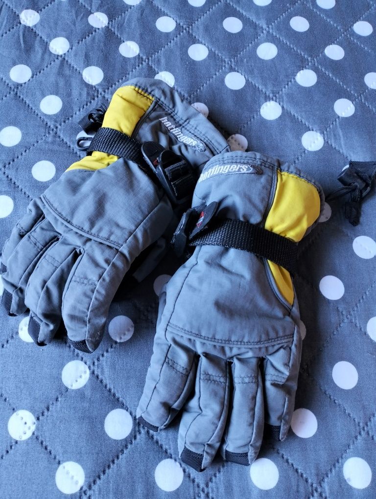 Hotfingers, rękawiczki zimowe, chłopięce, szaro żółte, r. 6-7 lat