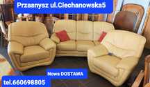 Kpl.wypoczynkowy ze skóry naturalnej  3+1+1  z Niemiec