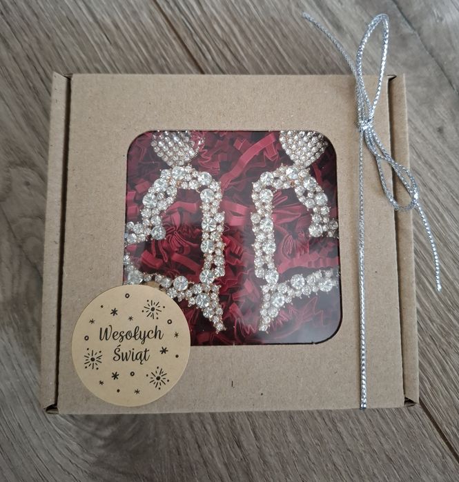Kolczyki serca srebrne cyrkonie pudełko prezent mikołajki święta