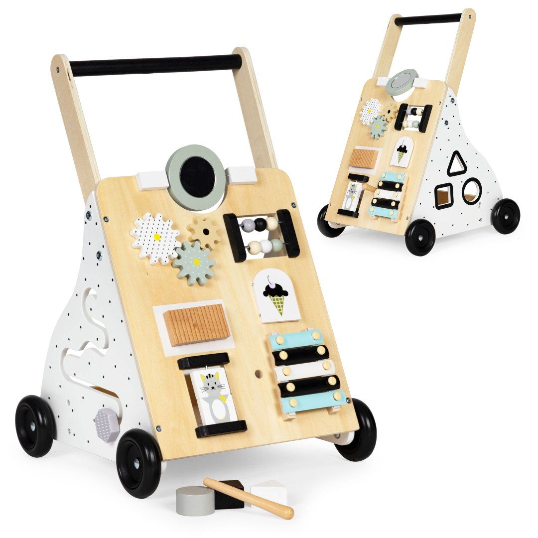 Drewniany chodzik pchacz wózek edukacyjny dla dzieci