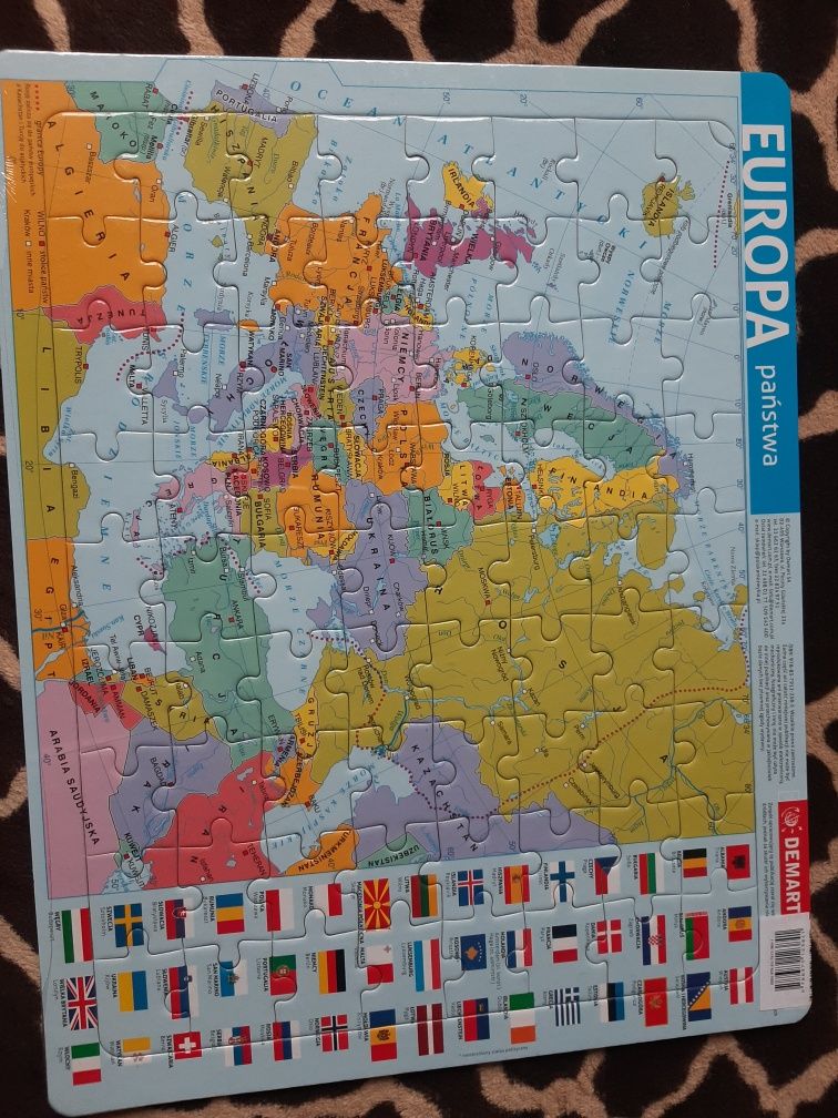 Puzzle mapa świata Europy Polski zestaw 3szt