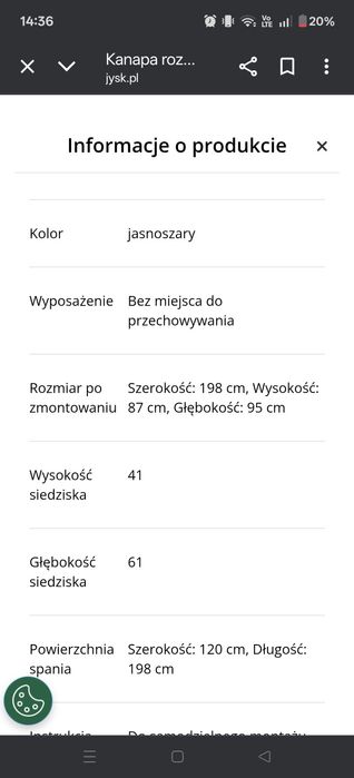 Wersalka rozkładana  JYSK