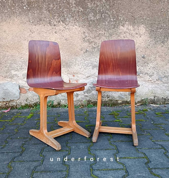 Krzesełka dziecięce ASS Schulmöbel vintage lata 50.