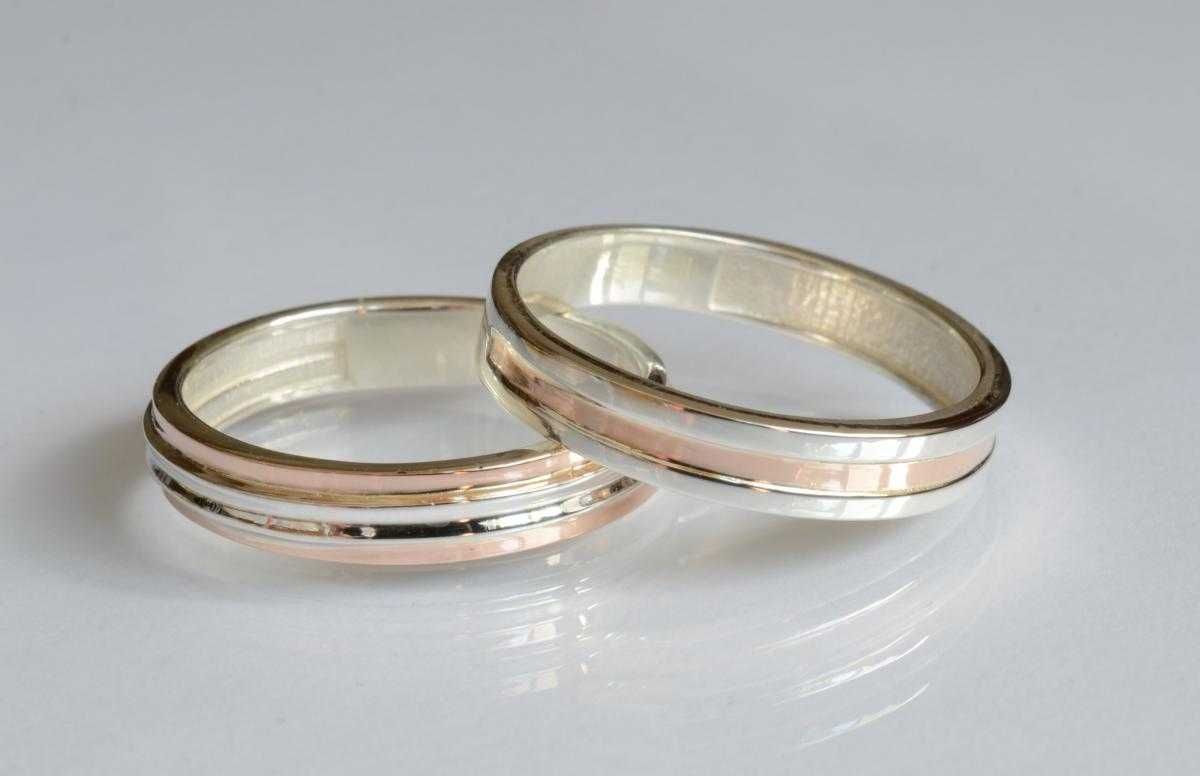 Обручальные кольца. Серебро 925 с Золотом (пластины)375. Обручка.