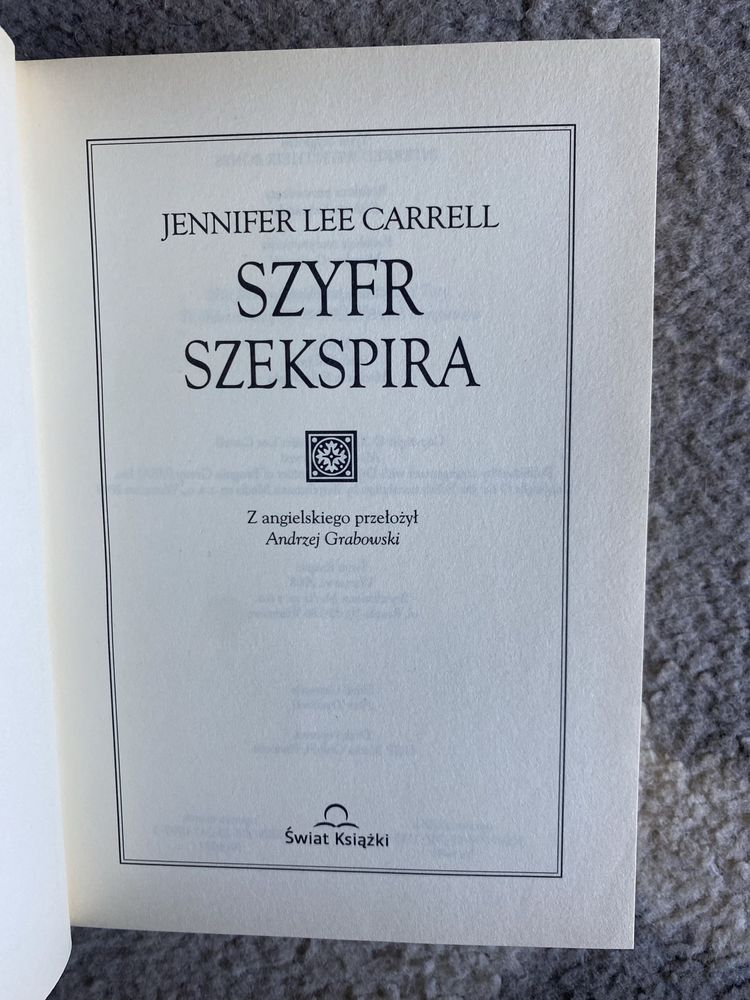 Jennifer Lee Carrell Szyfr Szekspira