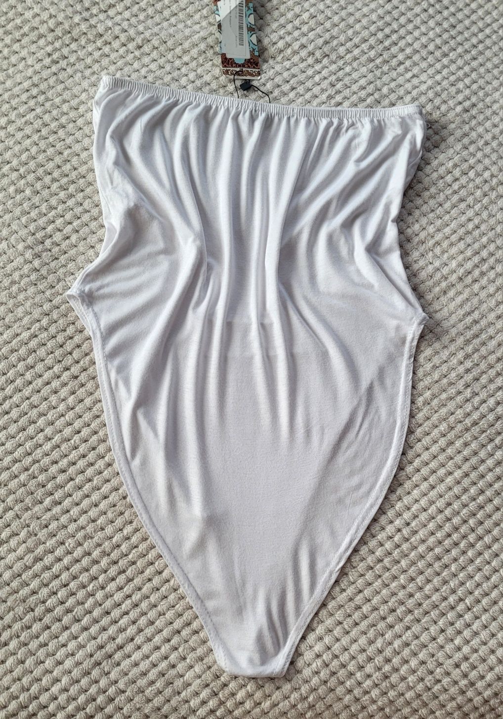 Nowe dopasowane body damskie bez ramiączek bandeau 95% wiskoza XL