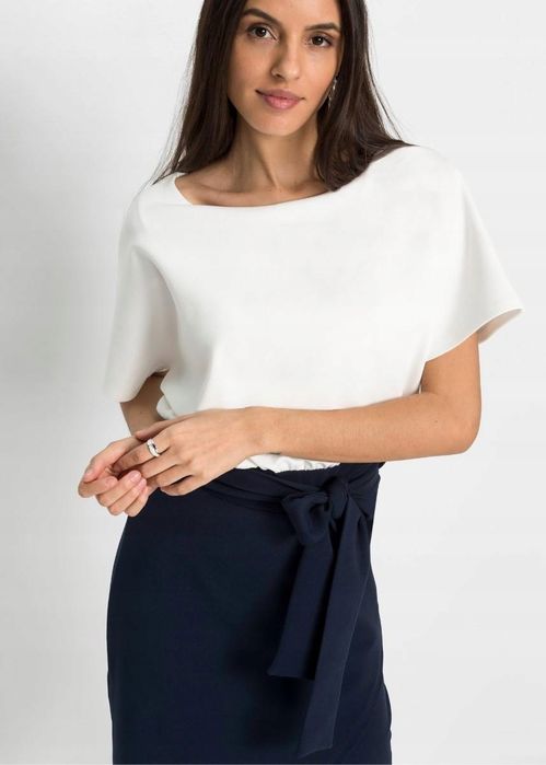 B.P.C sukienka 2w1 biało-granatowa r.36/38