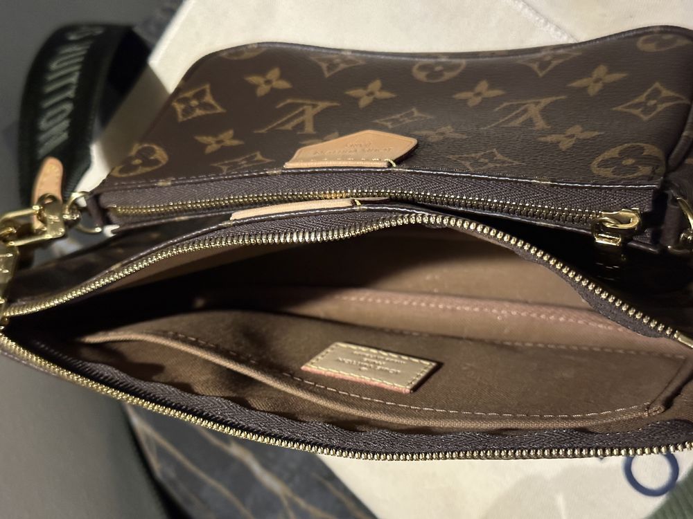 Oryginalna torebka Louis Vuitton Multi Pochette, pasek Khaki