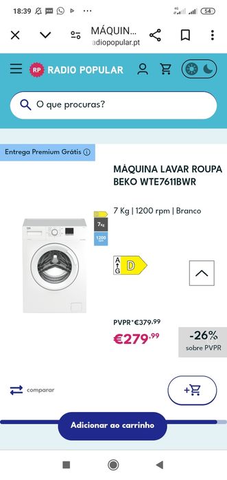 Máquina de lavar roupa Nova
