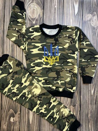 Sportowy cienki bawełniany dres zestaw moro khaki Ukrainie 116-122