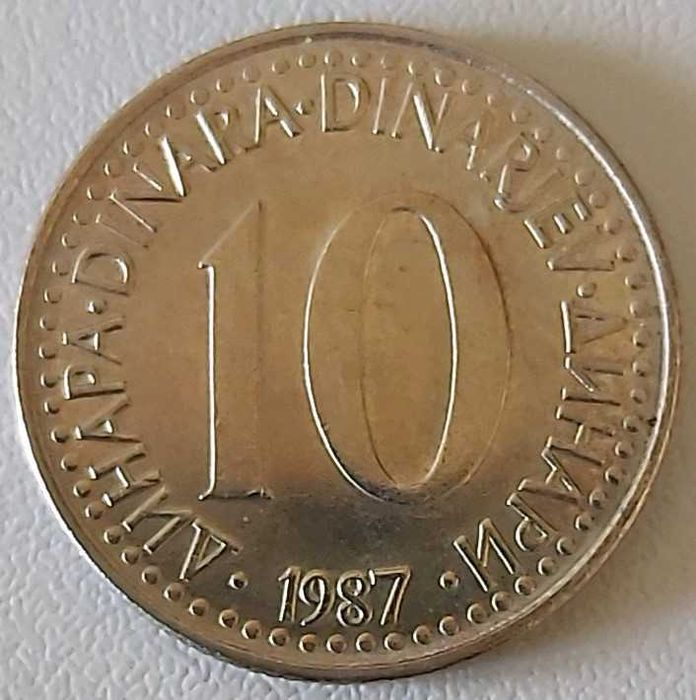 10 Dinares de 1987, da Jugoslávia Socialista