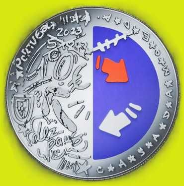 Portugal 10€ Bordalo Moeda Prata Proof Colorida