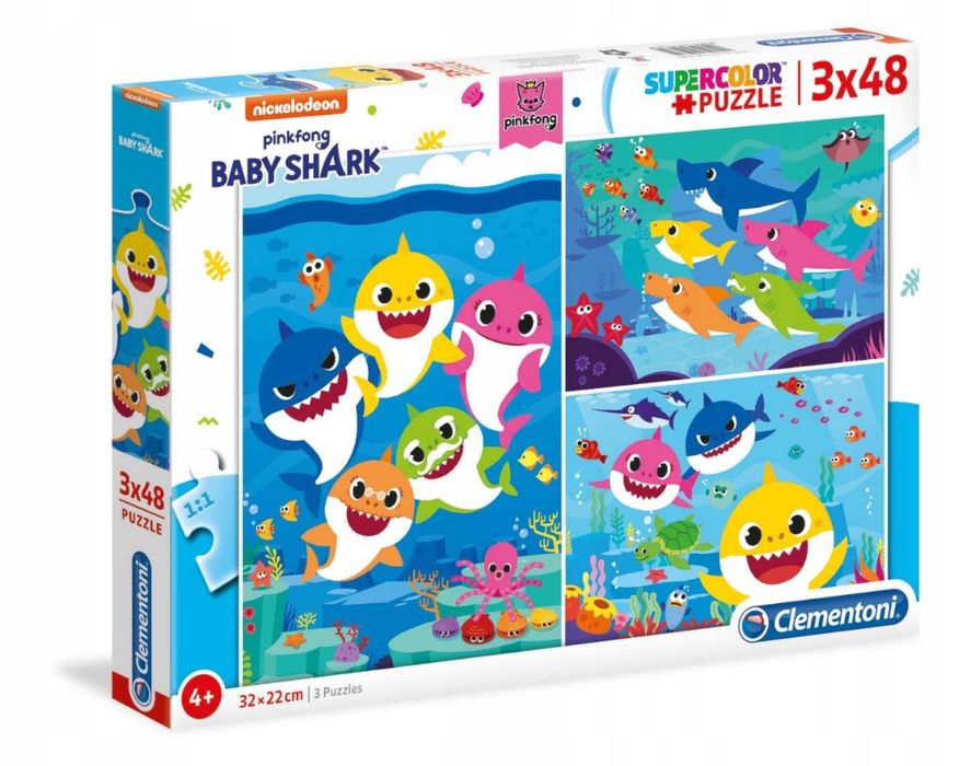 Puzzle Baby Shark - 3x48 el. Clementoni 4+