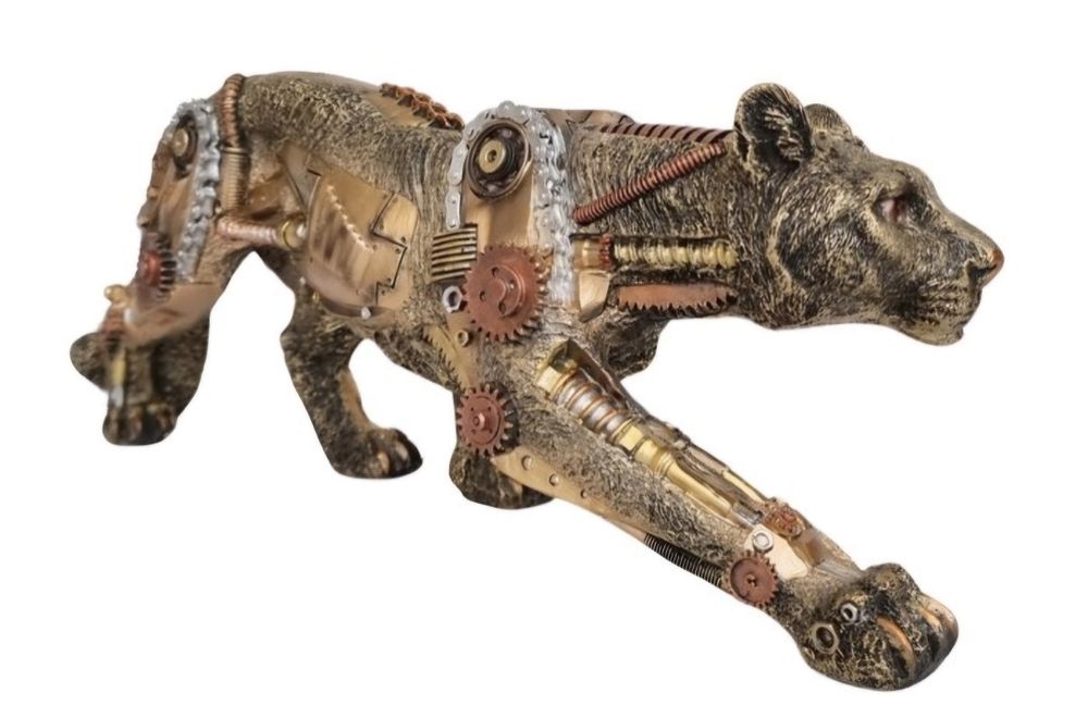 Estátua de pantera estilo steampunk