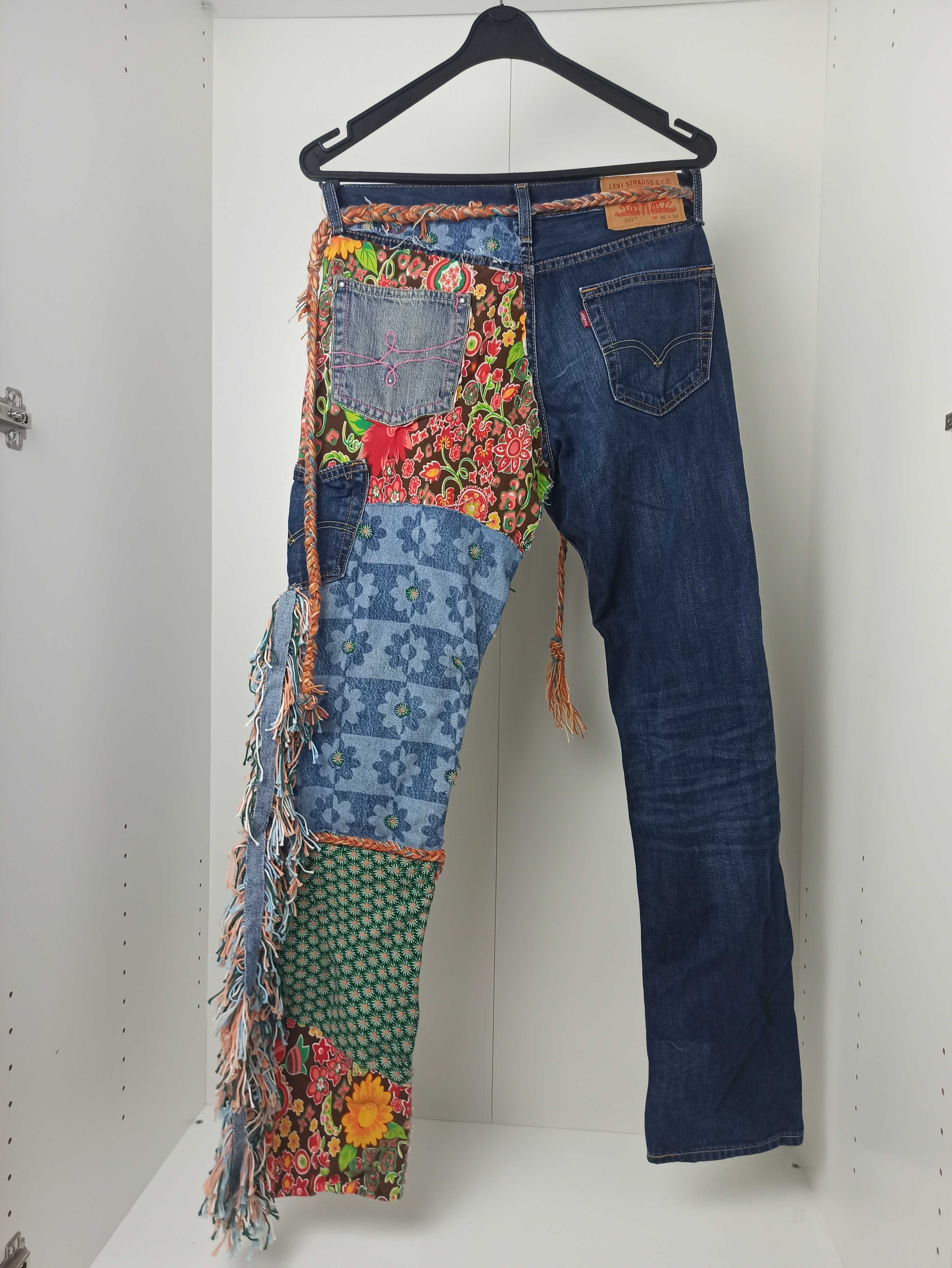 Patchwork Multicolor Levi's Denim Jeans Pants W30 L34