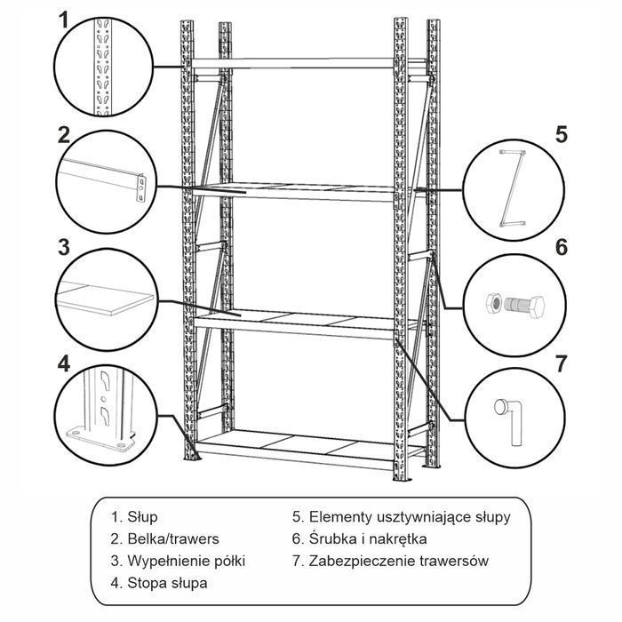 Regał magazynowy 4-półkowy Mega-M FORTIS 200x167x40 cm moduł bazowy