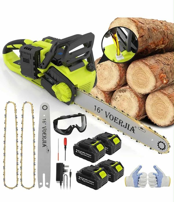 VOERJIA 16-calowa bezprzewodowa piła łańcuchowa z 4 akumulatorami 4ah