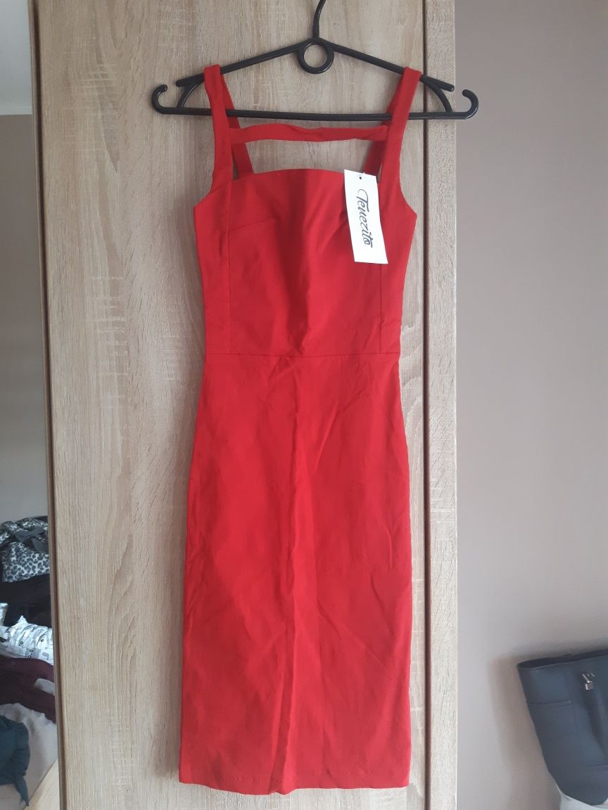 Czerwona ołówkowa sukienka rozmiar xs/s