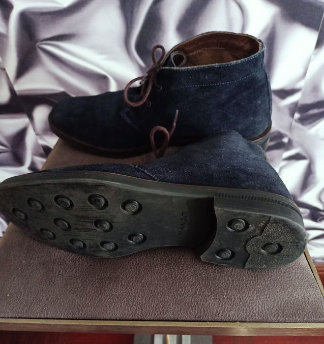 Botas Mango de Camurça Azul Escuro