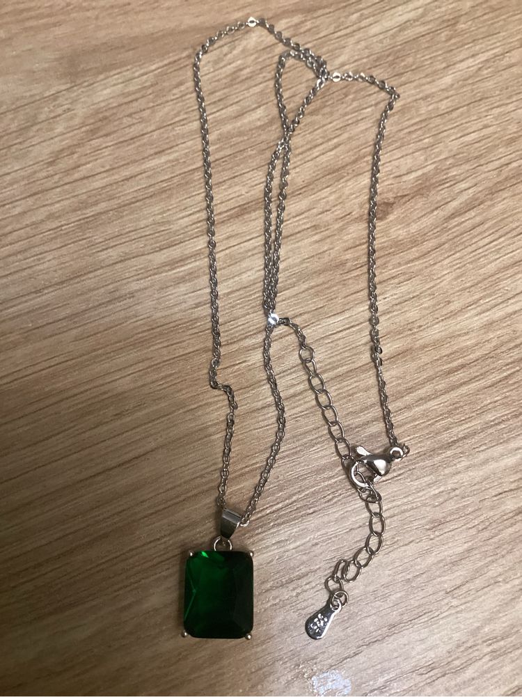 Szmaragd 1 cm Mega Cudo srebro 925 naszyjnik