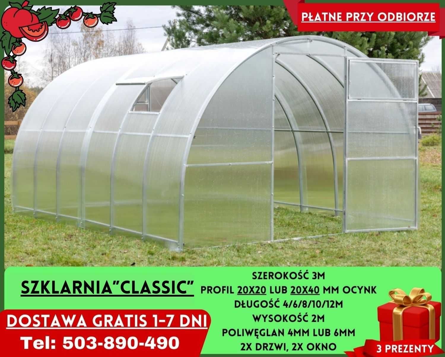 Szklarnia Ogrodowa 3x4m poliwęglan 4/6 mm Sprzedam Gratisy Słupsk