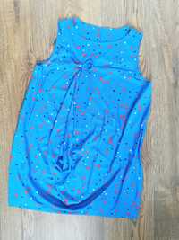 Niebieska sukienka w kolorowe ciapki, rozmiar 44-46