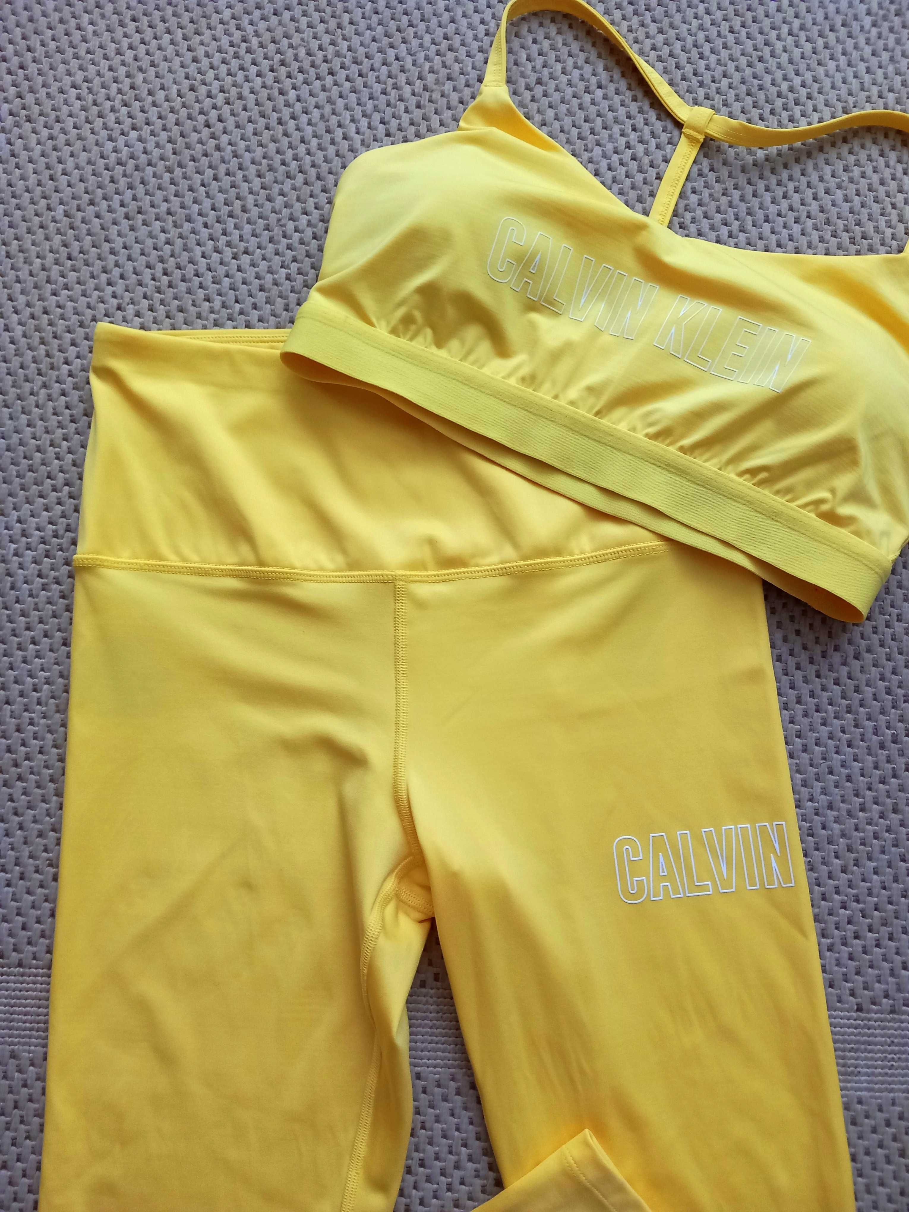 Calvin Klein żółty komplet sportowy set siłownia fitness
