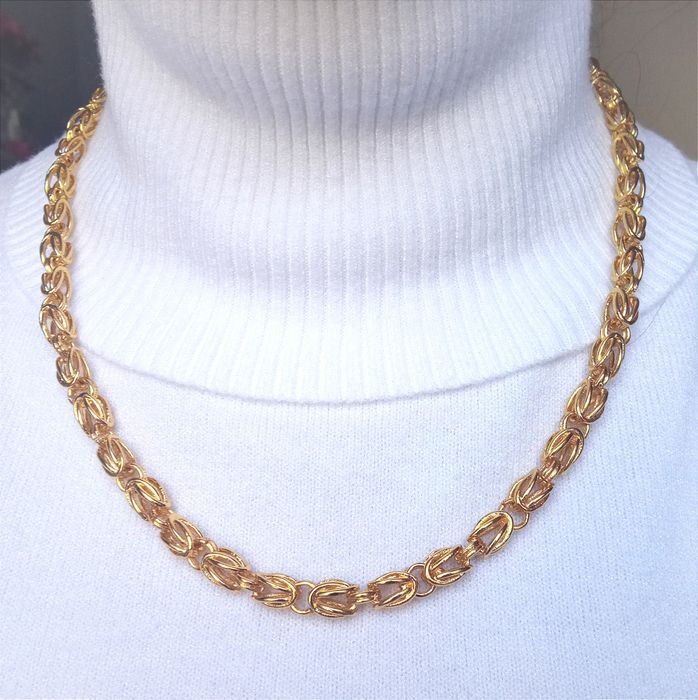 18K Grawer Pozłacany jak Złoty Łańcuszek Naszyjnik Królewski 52cm 6mm