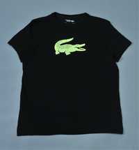 Lacoste оригинал футболка мужская чёрная на лето большое лого размер L