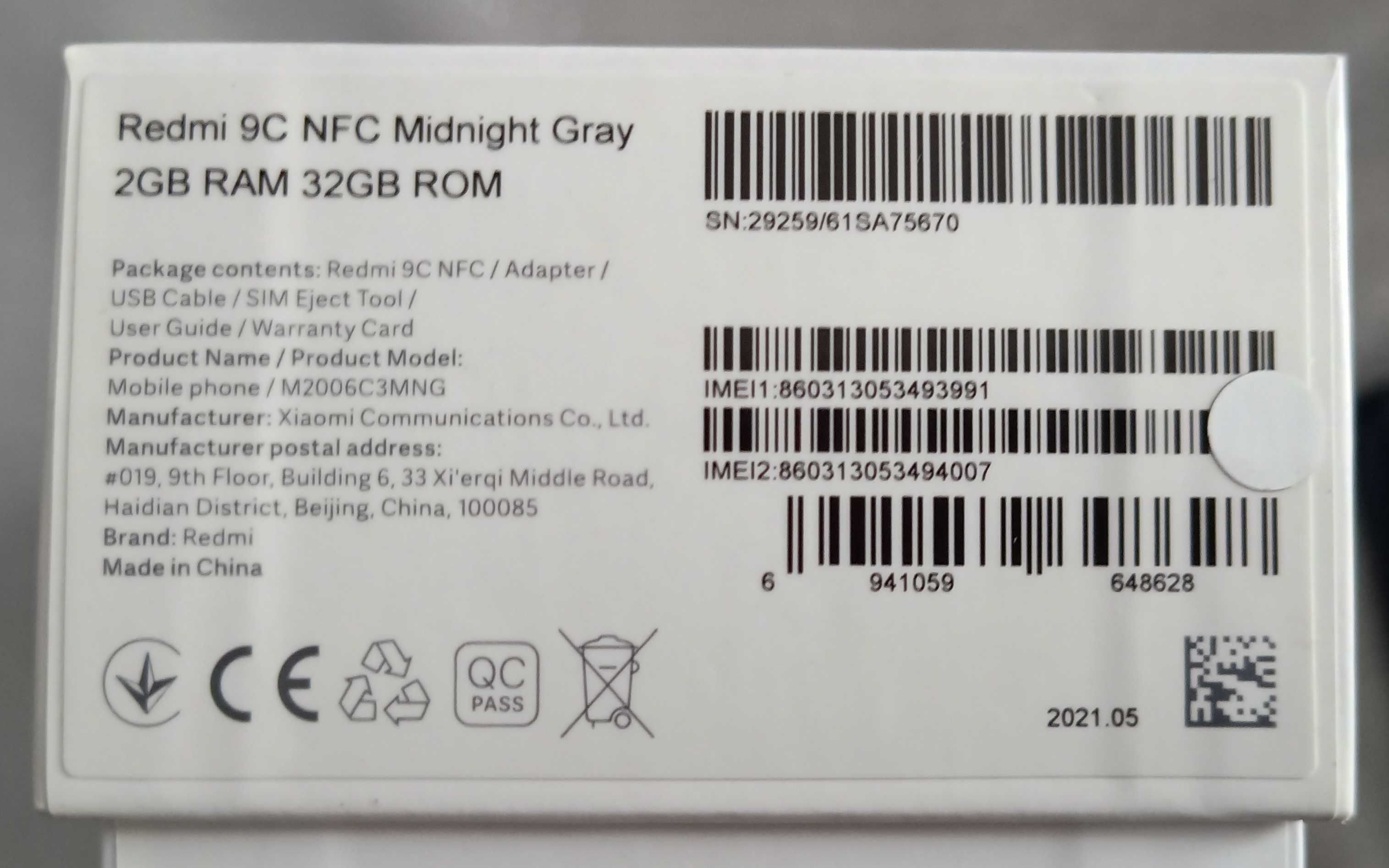 SMARTFON XIAOMI REDMI 9C NFC 2/32GB 6.53" midnight gray