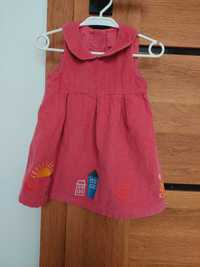 Sukienka różowa z kołnierzykiem M&S 6-9m 68-74 cm