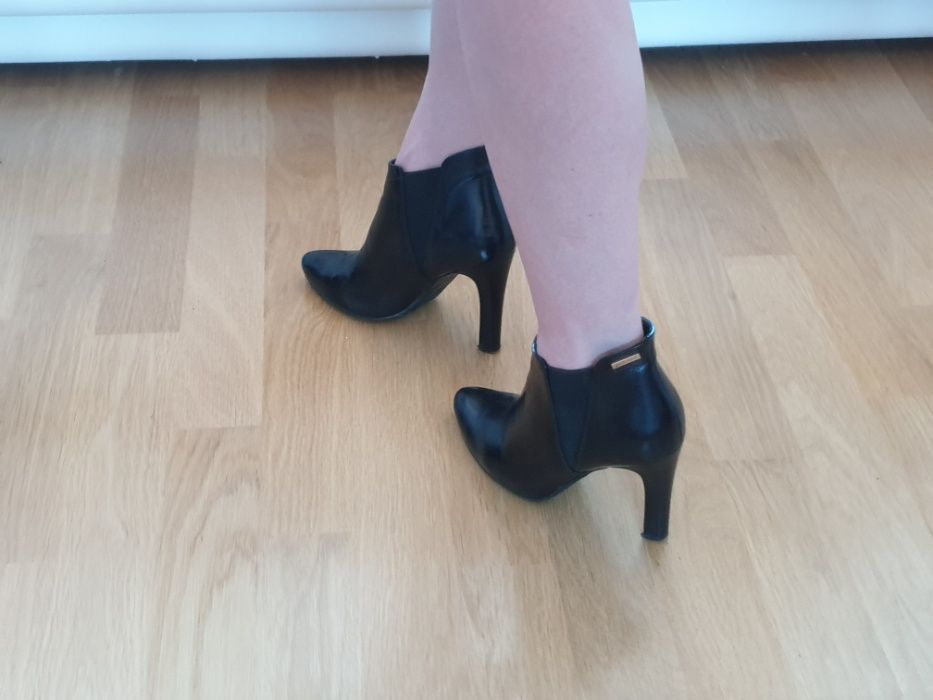 Czarne skórzane botki Visconi, r. 35