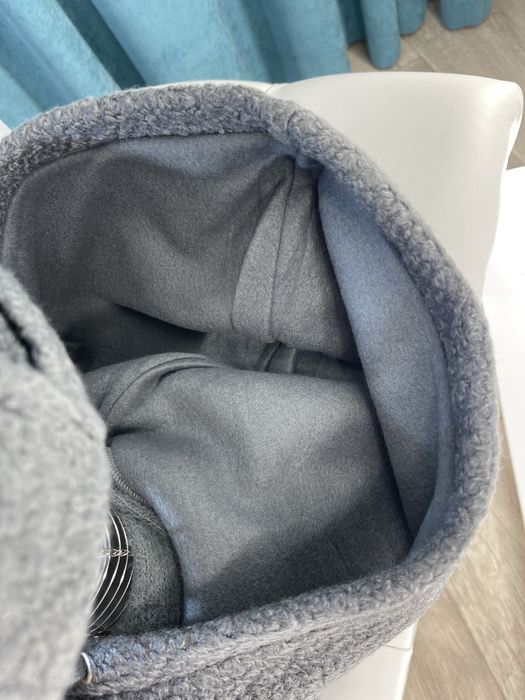 Женский капор на флисе+кепка тедди черный,молоко Жіночий капор+кепка