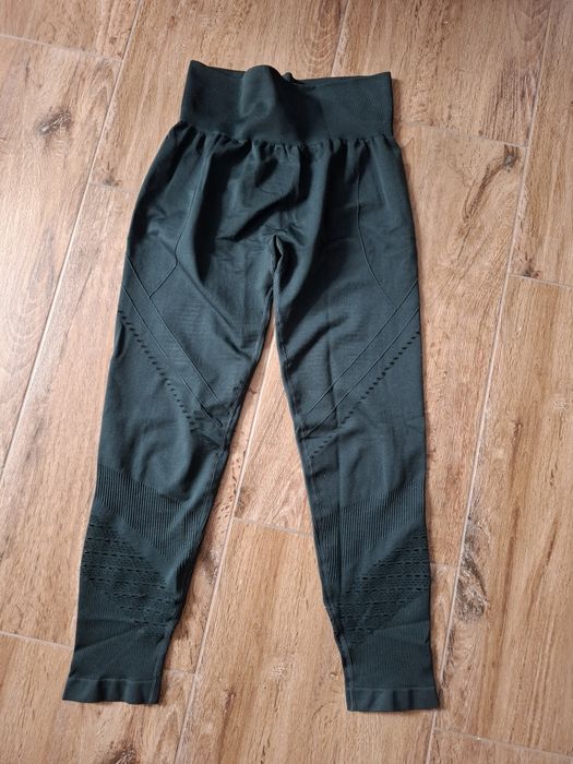Legginsy damskie z wysokim stanem butelkowa zieleń Hootomi L