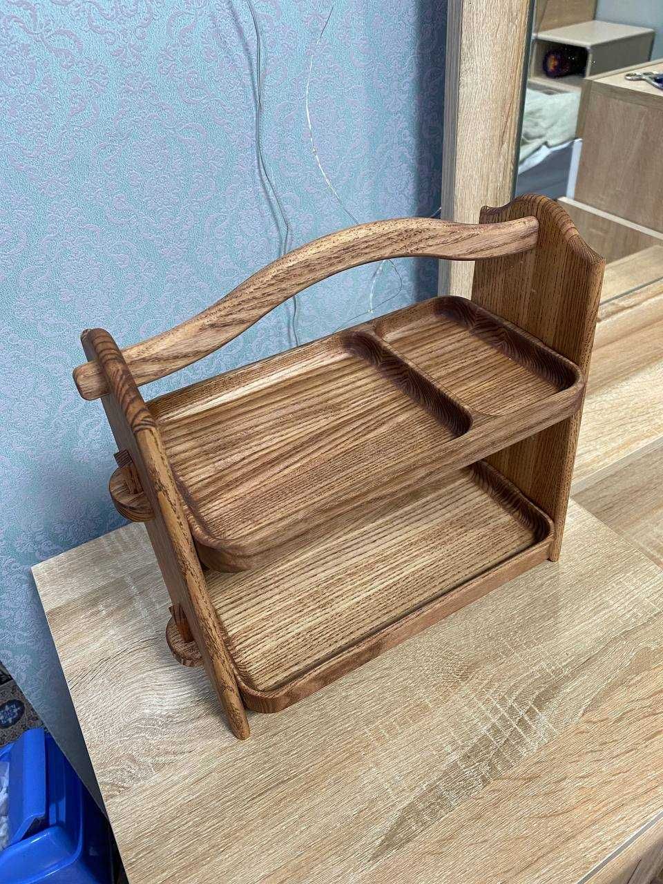 Полиця настільна двоярусна для косметики Wood Wedge